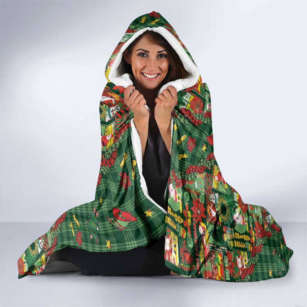 Mele Kalikimaka Pakalana Pikake Lei Hooded Blanket Hawaiian Rodeo Paniolo Ulaula Palaka - Polynesian Pride