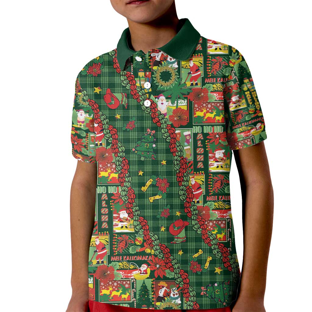 Mele Kalikimaka Pakalana Pikake Lei Kid Polo Shirt Hawaiian Rodeo Paniolo Ulaula Palaka - Polynesian Pride
