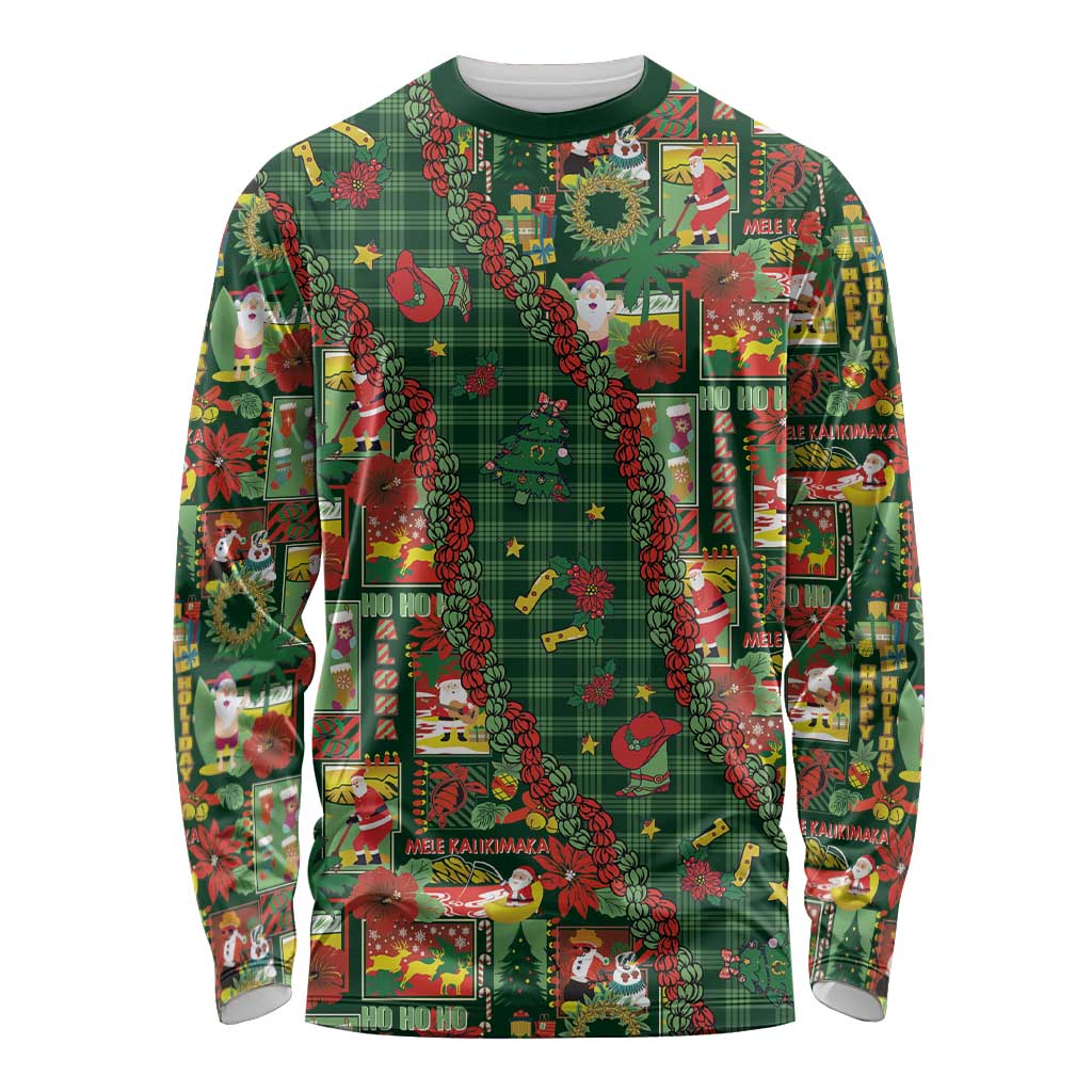 Mele Kalikimaka Pakalana Pikake Lei Long Sleeve Shirt Hawaiian Rodeo Paniolo Ulaula Palaka - Polynesian Pride