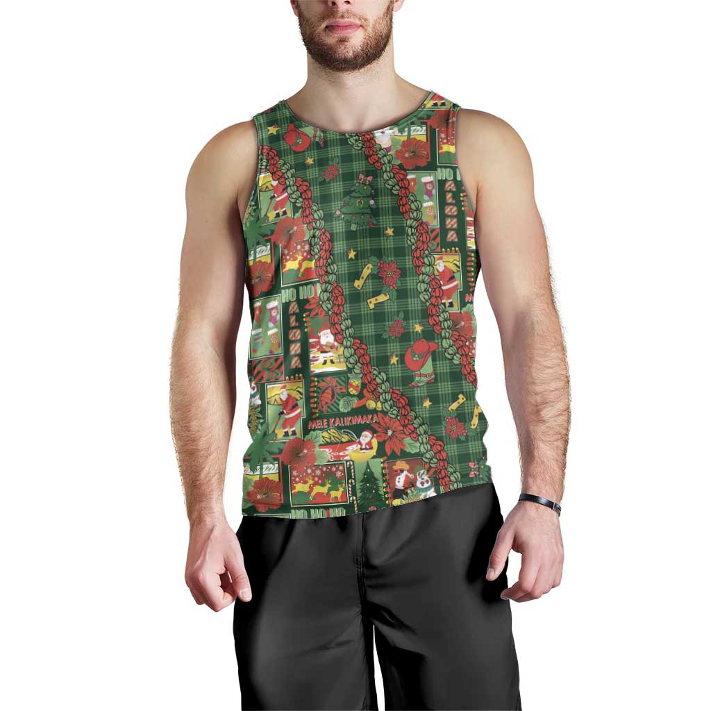 Mele Kalikimaka Pakalana Pikake Lei Men Tank Top Hawaiian Rodeo Paniolo Ulaula Palaka - Polynesian Pride