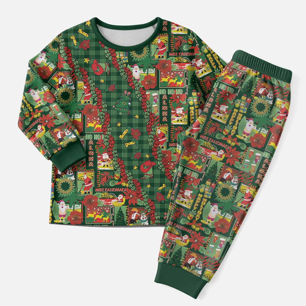 Mele Kalikimaka Pakalana Pikake Lei Christmas Pajama Set Hawaiian Rodeo Paniolo Ulaula Palaka LT9 Men Red - Polynesian Pride