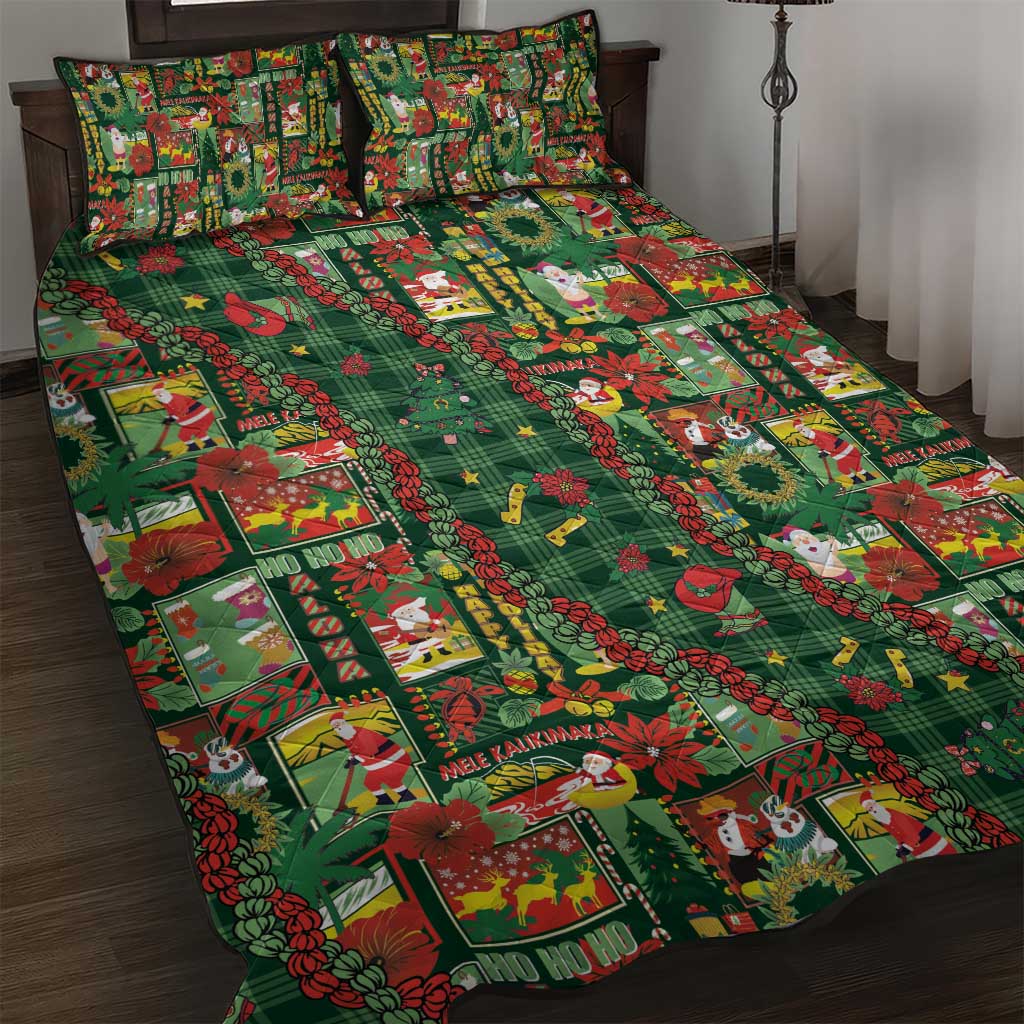 Mele Kalikimaka Pakalana Pikake Lei Quilt Bed Set Hawaiian Rodeo Paniolo Ulaula Palaka - Polynesian Pride