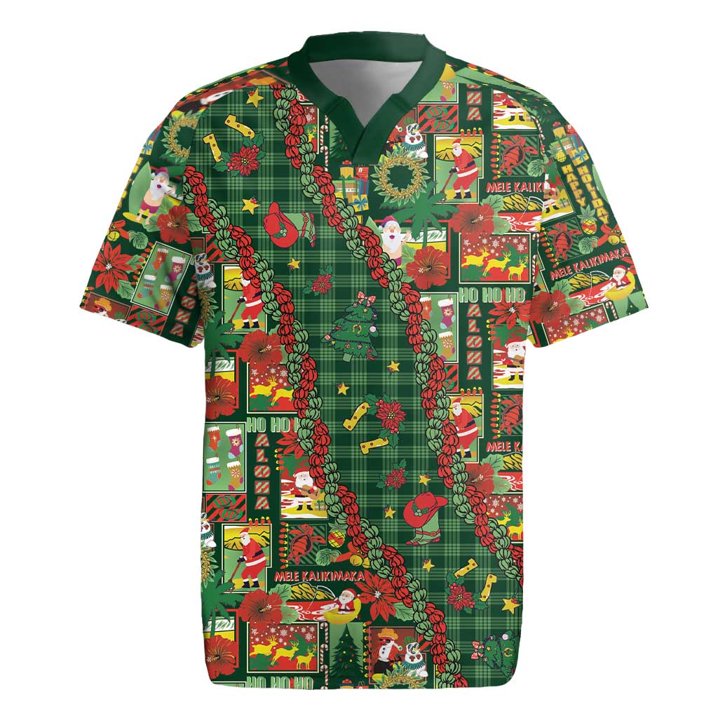 Mele Kalikimaka Pakalana Pikake Lei Rugby Jersey Hawaiian Rodeo Paniolo Ulaula Palaka - Polynesian Pride