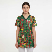 Mele Kalikimaka Pakalana Pikake Lei Scrub Top Hawaiian Rodeo Paniolo Ulaula Palaka LT9 - Polynesian Pride