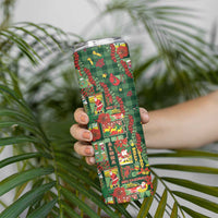 Mele Kalikimaka Pakalana Pikake Lei Skinny Tumbler Hawaiian Rodeo Paniolo Ulaula Palaka - Polynesian Pride