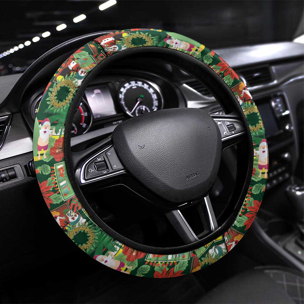 Mele Kalikimaka Pakalana Pikake Lei Steering Wheel Cover Hawaiian Rodeo Paniolo Ulaula Palaka - Polynesian Pride