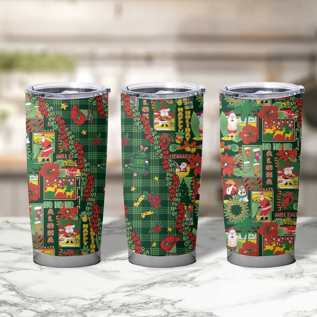 Mele Kalikimaka Pakalana Pikake Lei Tumbler Cup Hawaiian Rodeo Paniolo Ulaula Palaka - Polynesian Pride