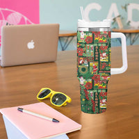 Mele Kalikimaka Pakalana Pikake Lei Tumbler With Handle Hawaiian Rodeo Paniolo Ulaula Palaka - Polynesian Pride
