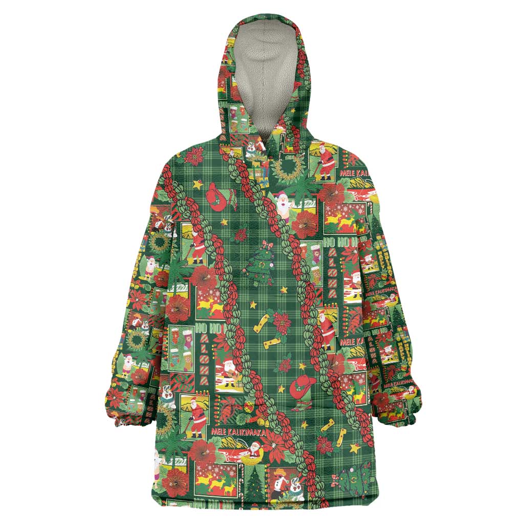 Mele Kalikimaka Pakalana Pikake Lei Wearable Blanket Hoodie Hawaiian Rodeo Paniolo Ulaula Palaka - Polynesian Pride