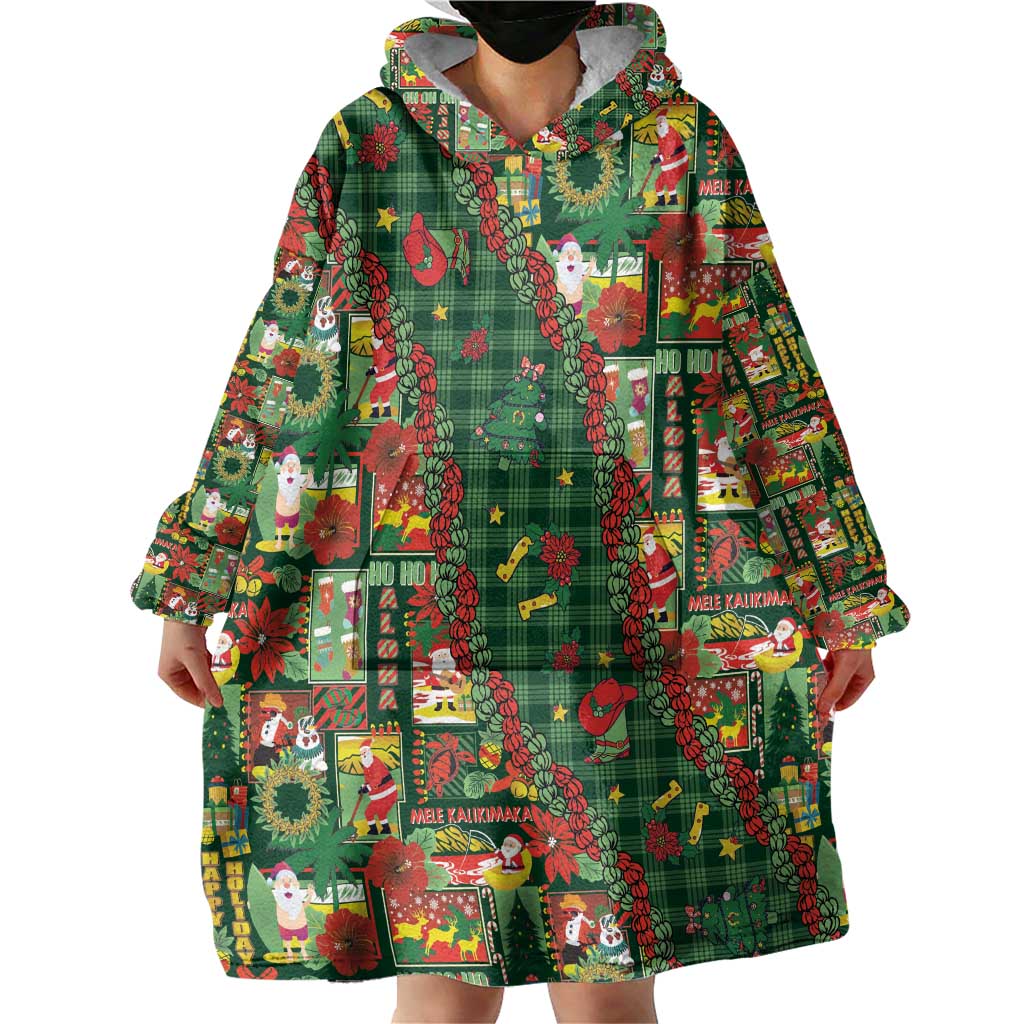 Mele Kalikimaka Pakalana Pikake Lei Wearable Blanket Hoodie Hawaiian Rodeo Paniolo Ulaula Palaka - Polynesian Pride