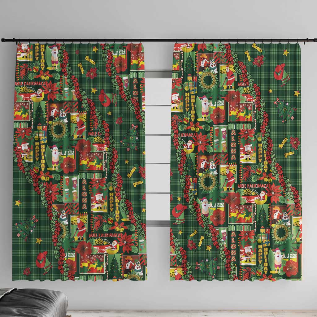 Mele Kalikimaka Pakalana Pikake Lei Window Curtain Hawaiian Rodeo Paniolo Ulaula Palaka - Polynesian Pride