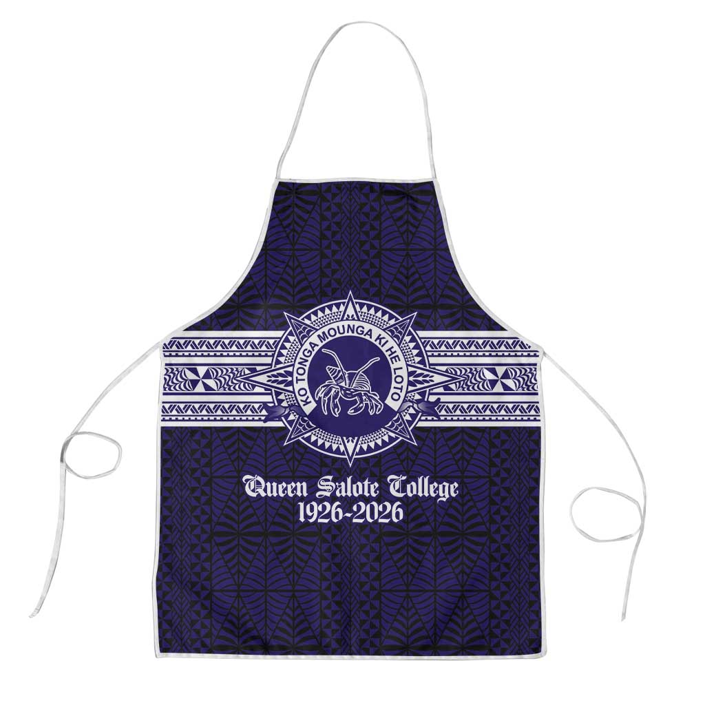 Tonga Queen Salote College 100 years Apron QSC 1926-2026 Tongan Pattern LT9 Blue - Polynesian Pride