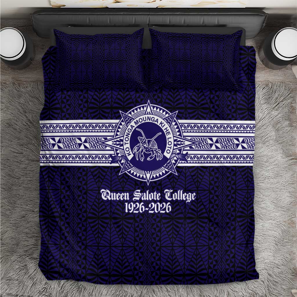 Tonga Queen Salote College 100 years Bedding Set QSC 1926-2026 Tongan Pattern LT9 Blue - Polynesian Pride