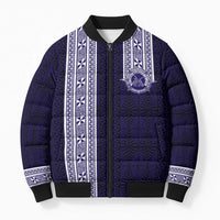 Tonga Queen Salote College 100 years Bomber Puffer Jacket QSC 1926-2026 Tongan Pattern LT9 Unisex Blue - Polynesian Pride