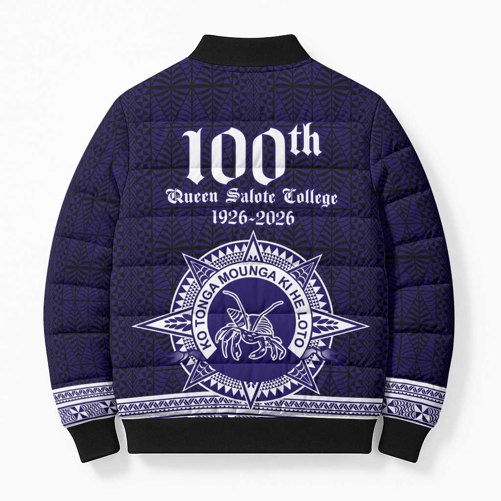 Tonga Queen Salote College 100 years Bomber Puffer Jacket QSC 1926-2026 Tongan Pattern LT9 - Polynesian Pride