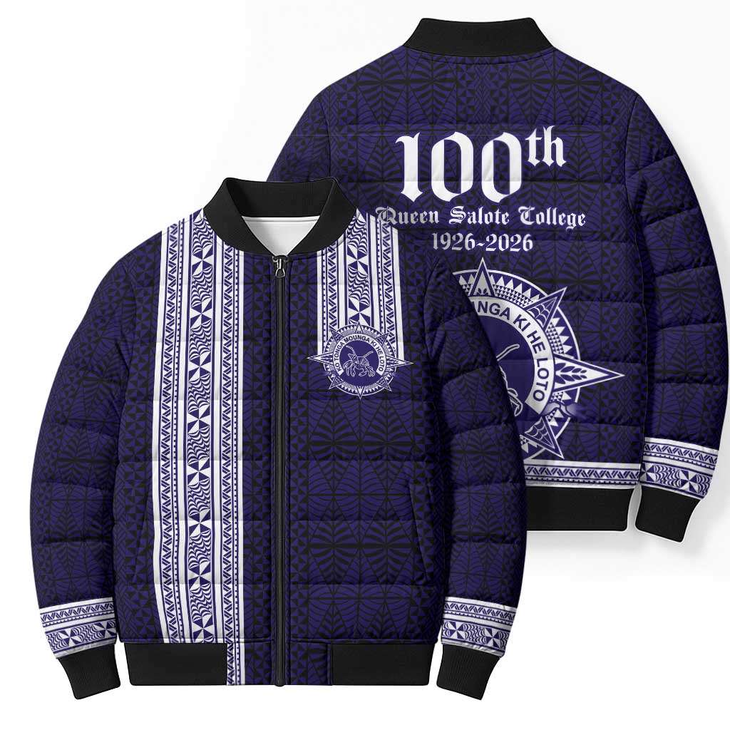 Tonga Queen Salote College 100 years Bomber Puffer Jacket QSC 1926-2026 Tongan Pattern LT9 - Polynesian Pride
