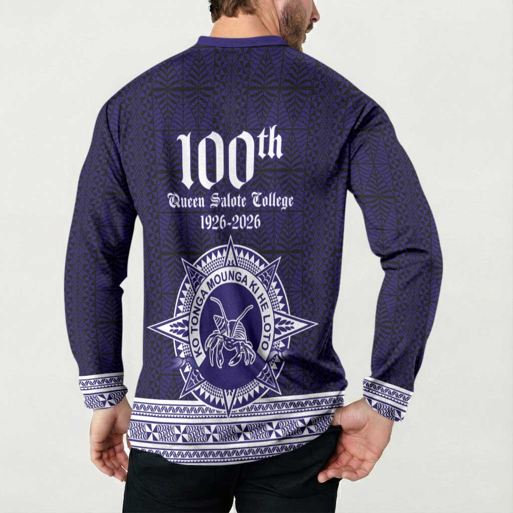 Tonga Queen Salote College 100 years Button Sweatshirt QSC 1926-2026 Tongan Pattern LT9 - Polynesian Pride