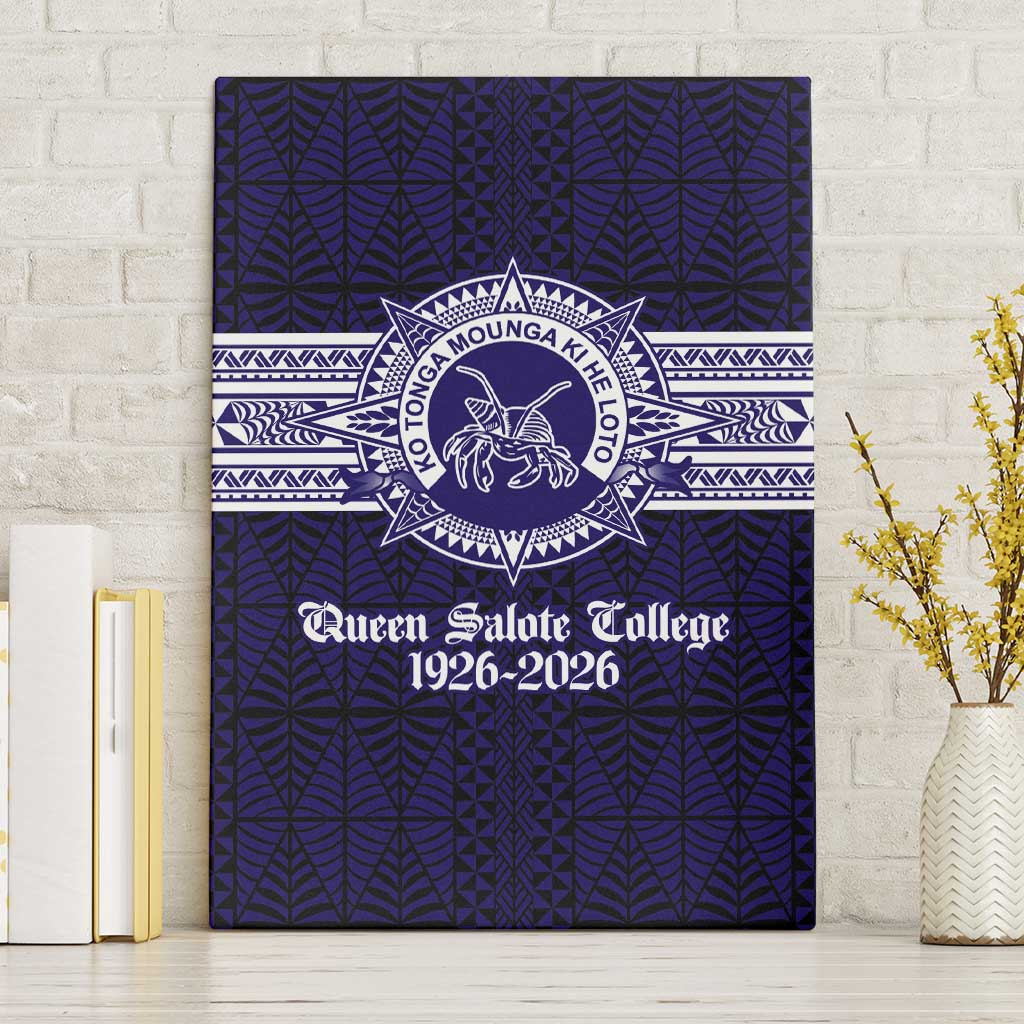 Tonga Queen Salote College 100 years Canvas Wall Art QSC 1926-2026 Tongan Pattern LT9 Without Frame Blue - Polynesian Pride