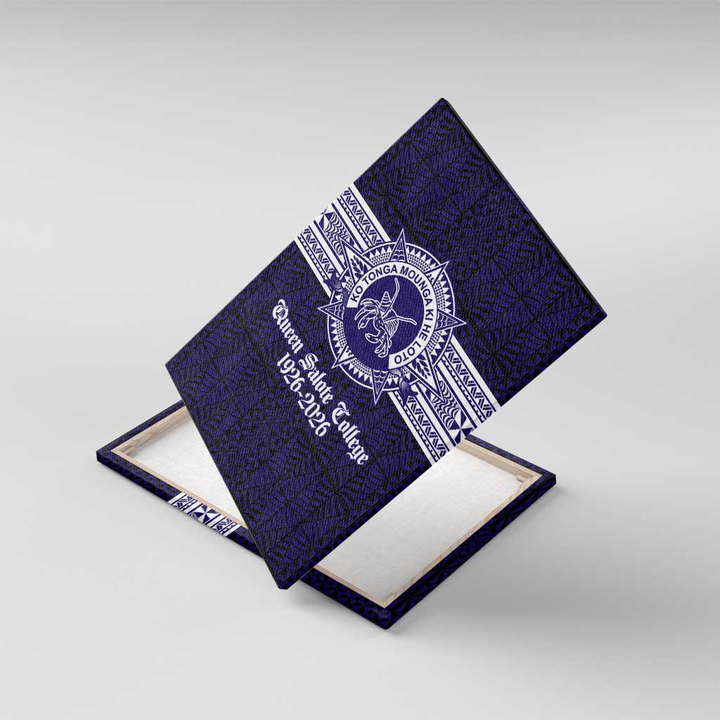Tonga Queen Salote College 100 years Canvas Wall Art QSC 1926-2026 Tongan Pattern LT9 With Frame Blue - Polynesian Pride