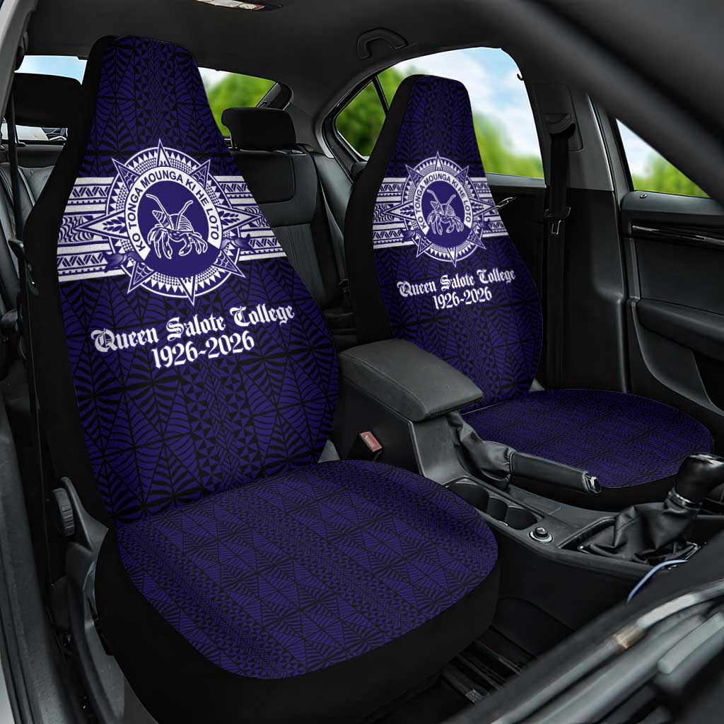 Tonga Queen Salote College 100 years Car Seat Cover QSC 1926-2026 Tongan Pattern LT9 One Size Blue - Polynesian Pride