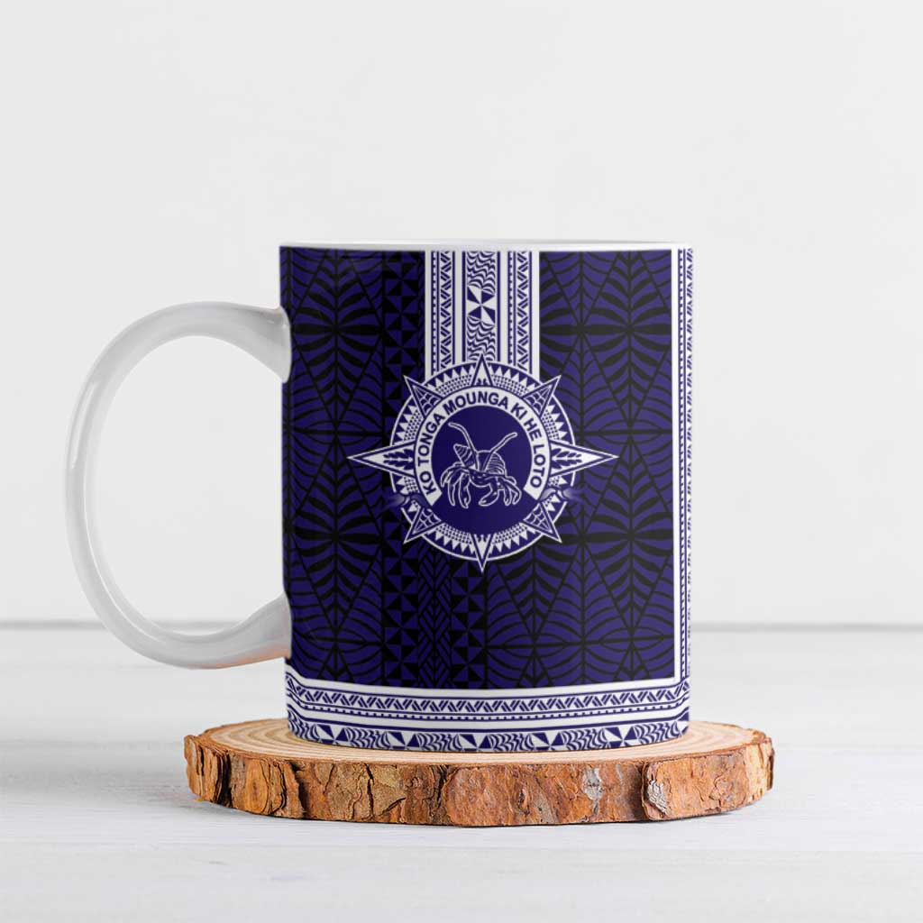 Tonga Queen Salote College 100 years Ceramic Mug QSC 1926-2026 Tongan Pattern LT9 Blue - Polynesian Pride