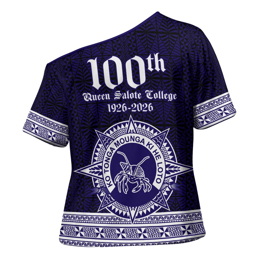 Tonga Queen Salote College 100 years Cross Shoulder Shirt QSC 1926-2026 Tongan Pattern LT9 - Polynesian Pride