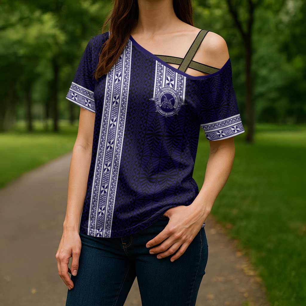 Tonga Queen Salote College 100 years Cross Shoulder Shirt QSC 1926-2026 Tongan Pattern LT9 - Polynesian Pride