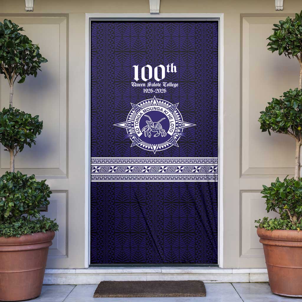 Tonga Queen Salote College 100 years Door Cover QSC 1926-2026 Tongan Pattern LT9 Blue - Polynesian Pride