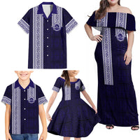 Tonga Queen Salote College 100 years Family Matching Off Shoulder Maxi Dress and Hawaiian Shirt QSC 1926-2026 Tongan Pattern