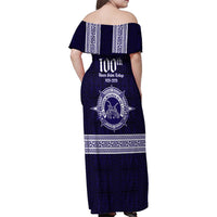 Tonga Queen Salote College 100 years Family Matching Off Shoulder Maxi Dress and Hawaiian Shirt QSC 1926-2026 Tongan Pattern
