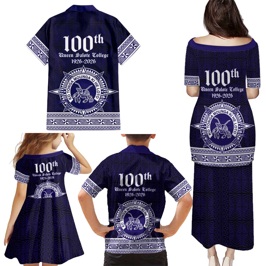 Tonga Queen Salote College 100 years Family Matching Puletasi and Hawaiian Shirt QSC 1926-2026 Tongan Pattern