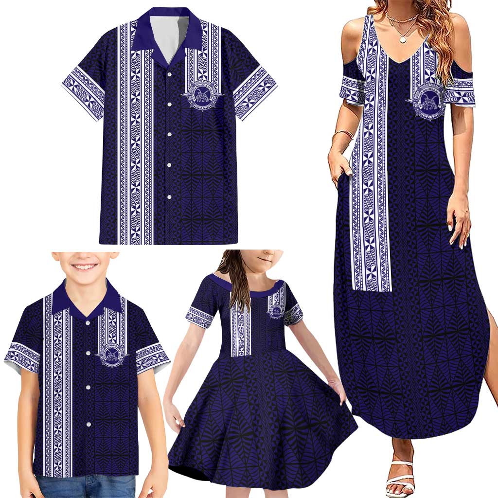 Tonga Queen Salote College 100 years Family Matching Summer Maxi Dress and Hawaiian Shirt QSC 1926-2026 Tongan Pattern