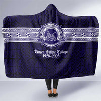 Tonga Queen Salote College 100 years Hooded Blanket QSC 1926-2026 Tongan Pattern LT9 One Size Blue - Polynesian Pride