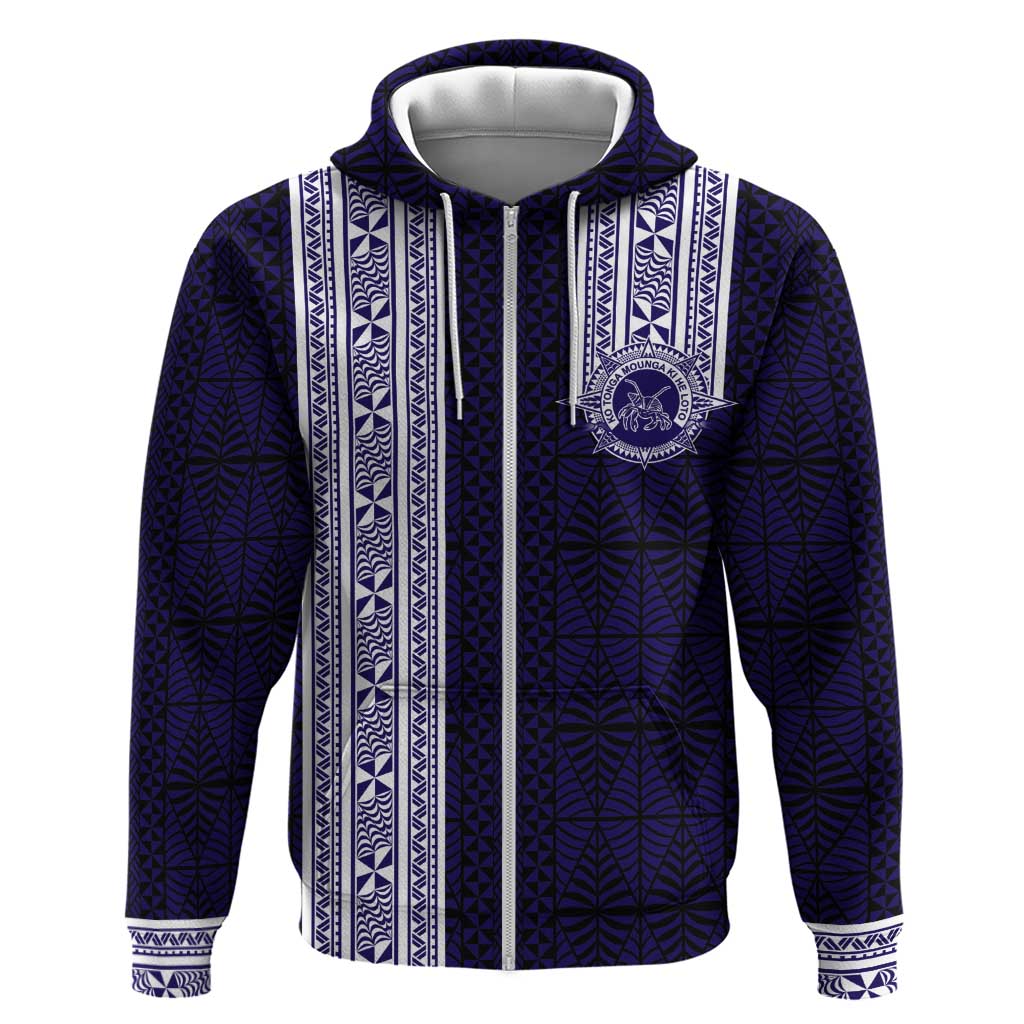 Tonga Queen Salote College 100 years Hoodie QSC 1926-2026 Tongan Pattern LT9 Zip Hoodie Blue - Polynesian Pride