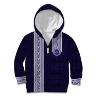 Tonga Queen Salote College 100 years Kid Hoodie QSC 1926-2026 Tongan Pattern LT9 Zip Hoodie Blue - Polynesian Pride