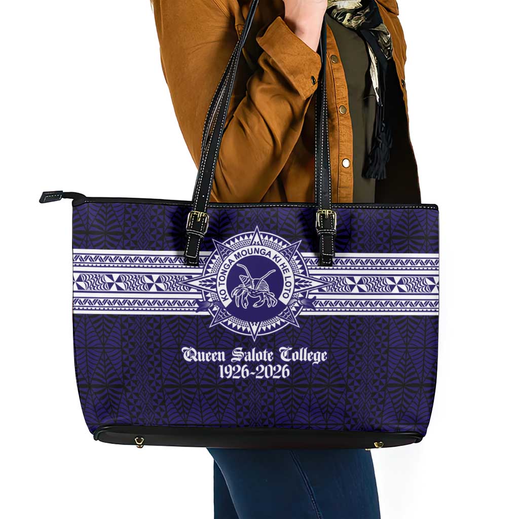 Tonga Queen Salote College 100 years Leather Tote Bag QSC 1926-2026 Tongan Pattern LT9 - Polynesian Pride