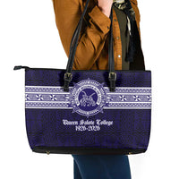 Tonga Queen Salote College 100 years Leather Tote Bag QSC 1926-2026 Tongan Pattern LT9 - Polynesian Pride