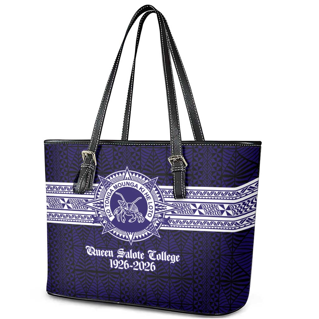 Tonga Queen Salote College 100 years Leather Tote Bag QSC 1926-2026 Tongan Pattern LT9 - Polynesian Pride