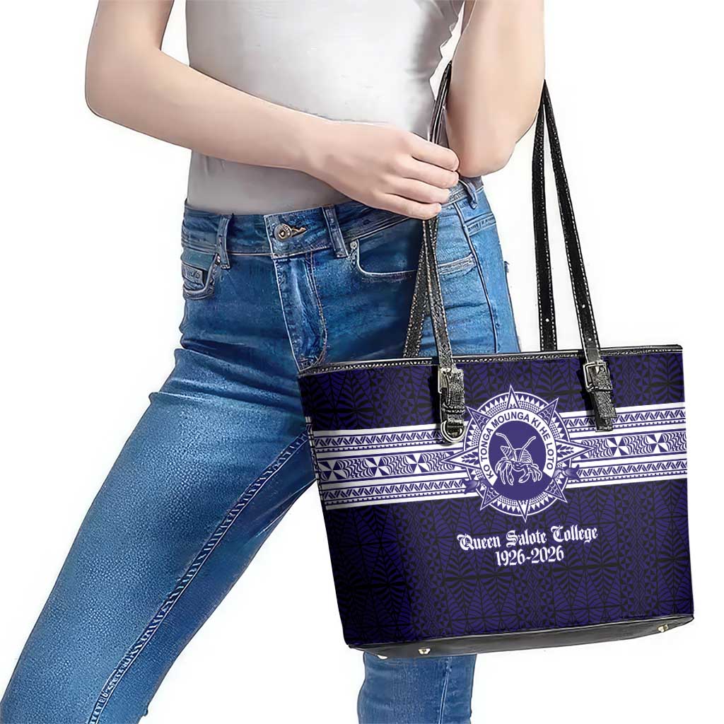 Tonga Queen Salote College 100 years Leather Tote Bag QSC 1926-2026 Tongan Pattern LT9 - Polynesian Pride