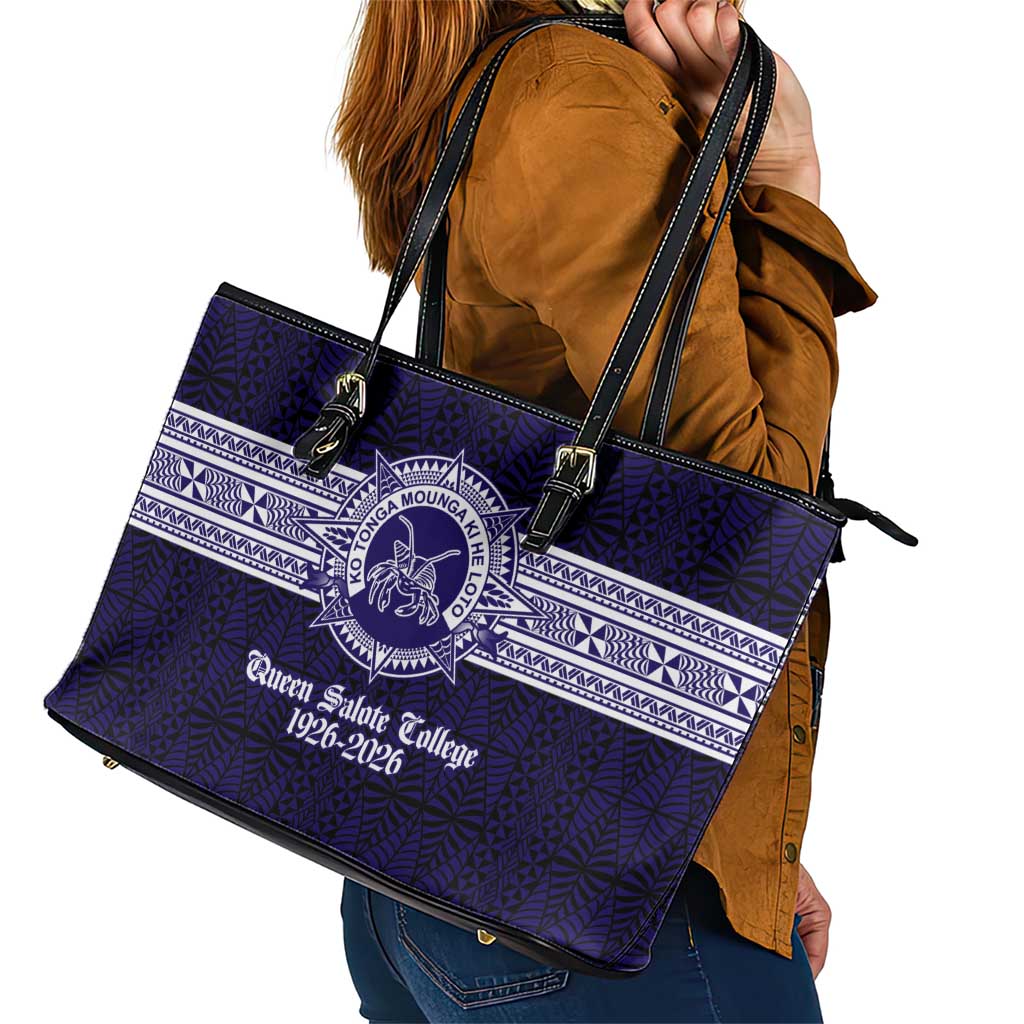 Tonga Queen Salote College 100 years Leather Tote Bag QSC 1926-2026 Tongan Pattern LT9 - Polynesian Pride