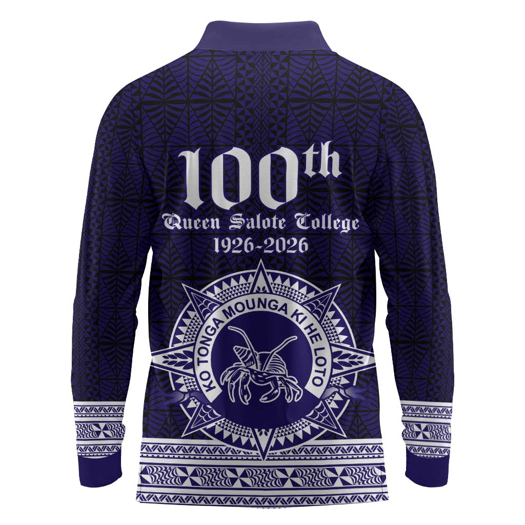 Tonga Queen Salote College 100 years Long Sleeve Polo Shirt QSC 1926-2026 Tongan Pattern LT9 - Polynesian Pride