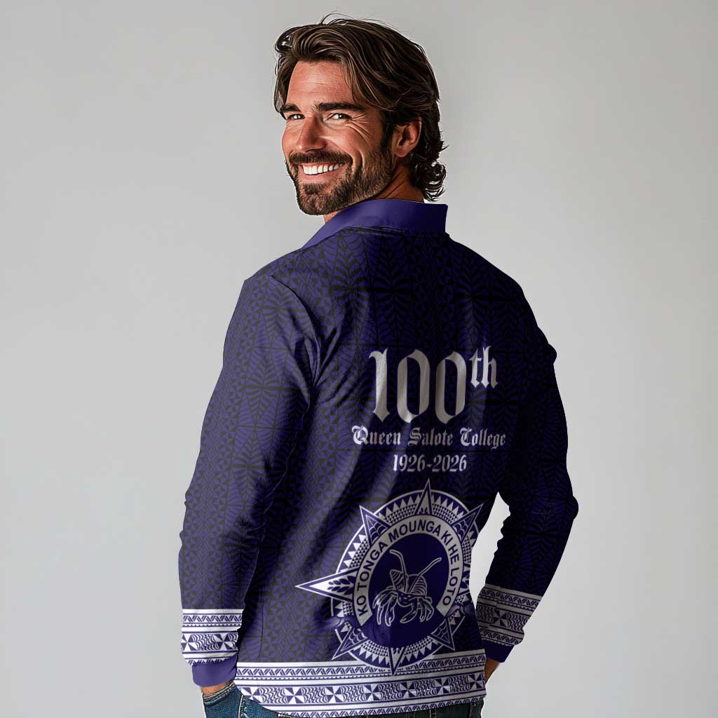 Tonga Queen Salote College 100 years Long Sleeve Polo Shirt QSC 1926-2026 Tongan Pattern LT9 - Polynesian Pride