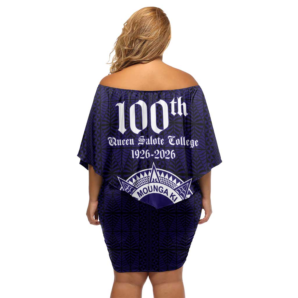 Tonga Queen Salote College 100 years Off Shoulder Short Dress QSC 1926-2026 Tongan Pattern LT9 - Polynesian Pride