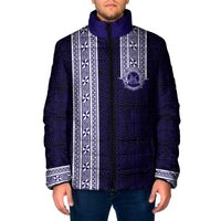 Tonga Queen Salote College 100 years Padded Jacket QSC 1926-2026 Tongan Pattern LT9 Men Blue - Polynesian Pride