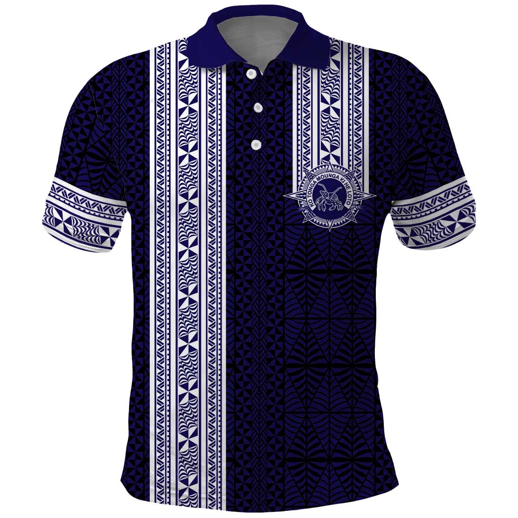 Tonga Queen Salote College 100 years Polo Shirt QSC 1926-2026 Tongan Pattern LT9 Blue - Polynesian Pride