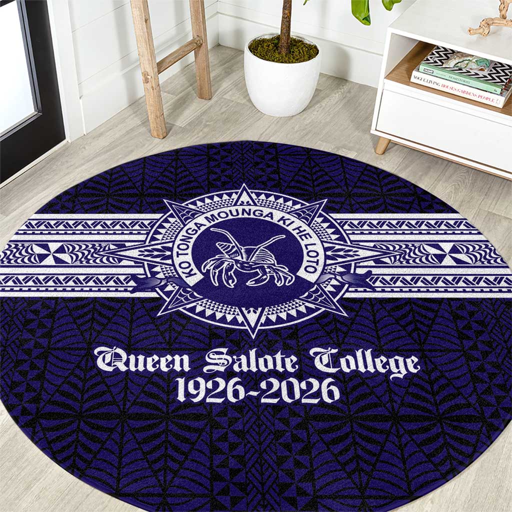 Tonga Queen Salote College 100 years Round Carpet QSC 1926-2026 Tongan Pattern LT9 Blue - Polynesian Pride