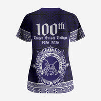 Tonga Queen Salote College 100 years Scrub Top QSC 1926-2026 Tongan Pattern LT9 - Polynesian Pride