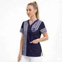 Tonga Queen Salote College 100 years Scrub Top QSC 1926-2026 Tongan Pattern LT9 - Polynesian Pride