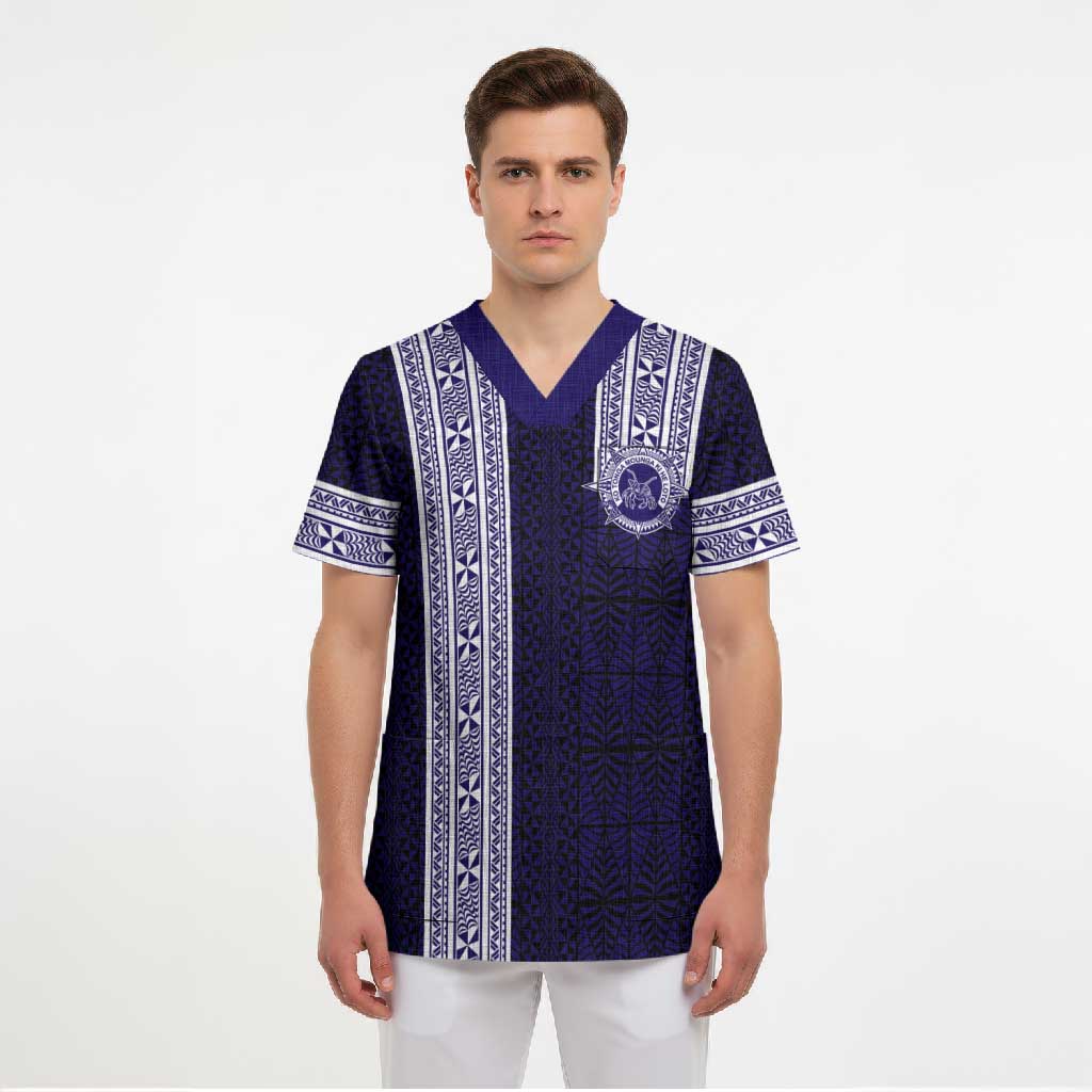 Tonga Queen Salote College 100 years Scrub Top QSC 1926-2026 Tongan Pattern LT9 - Polynesian Pride