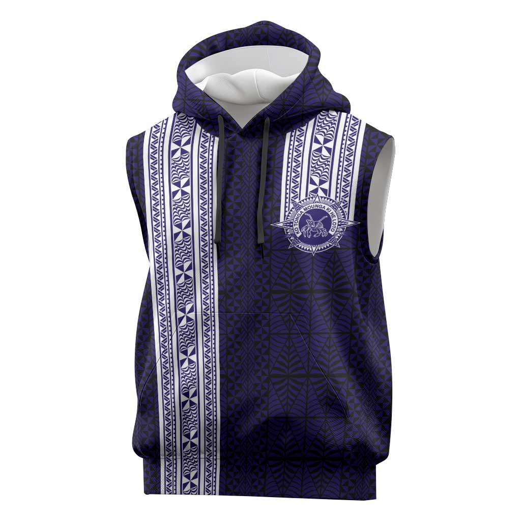 Tonga Queen Salote College 100 years Sleeveless Hoodie QSC 1926-2026 Tongan Pattern LT9 Blue - Polynesian Pride